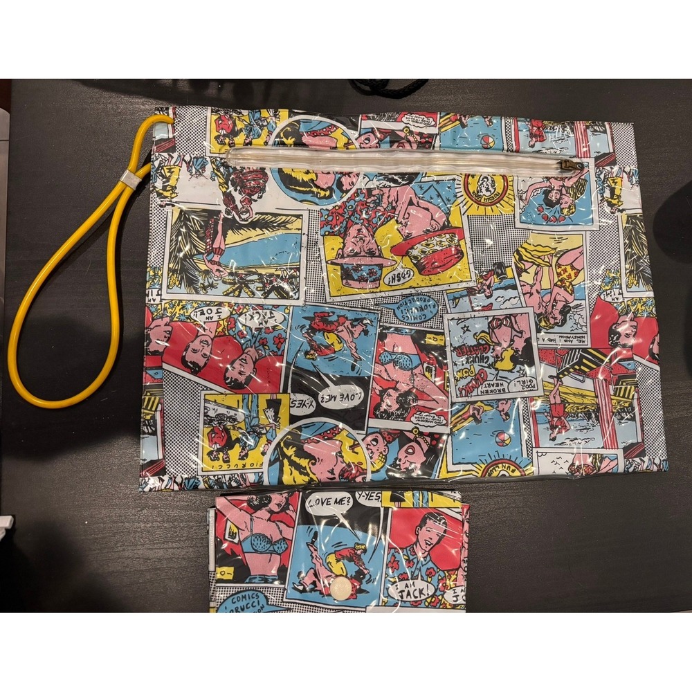 Vintage Fiorucci Comics Production Pop Art Vinyl Pouch and Wallet Set 2pc - Picture 1 of 7